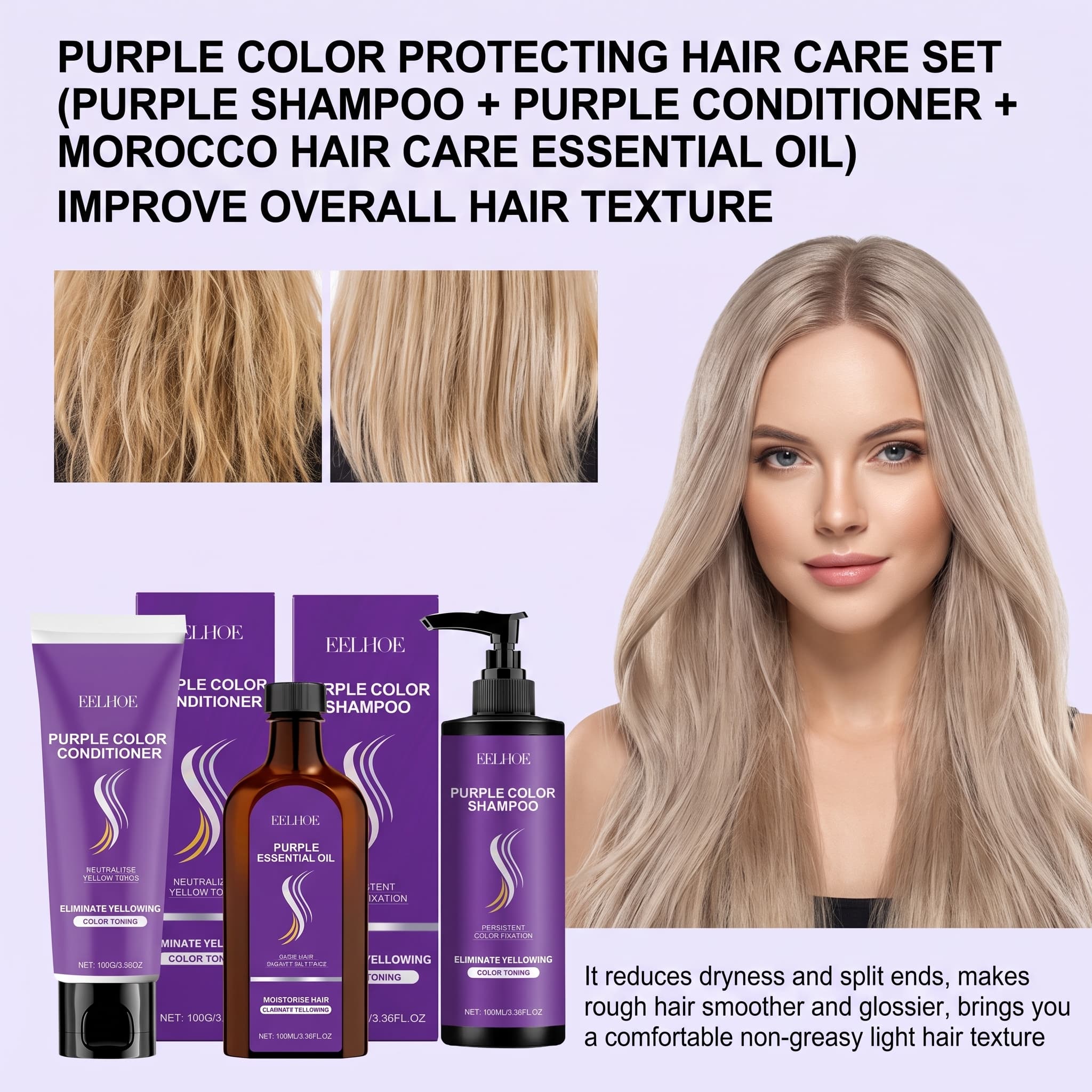 Hair Care Products - Purple Shampoo Set With Conditioner Hair