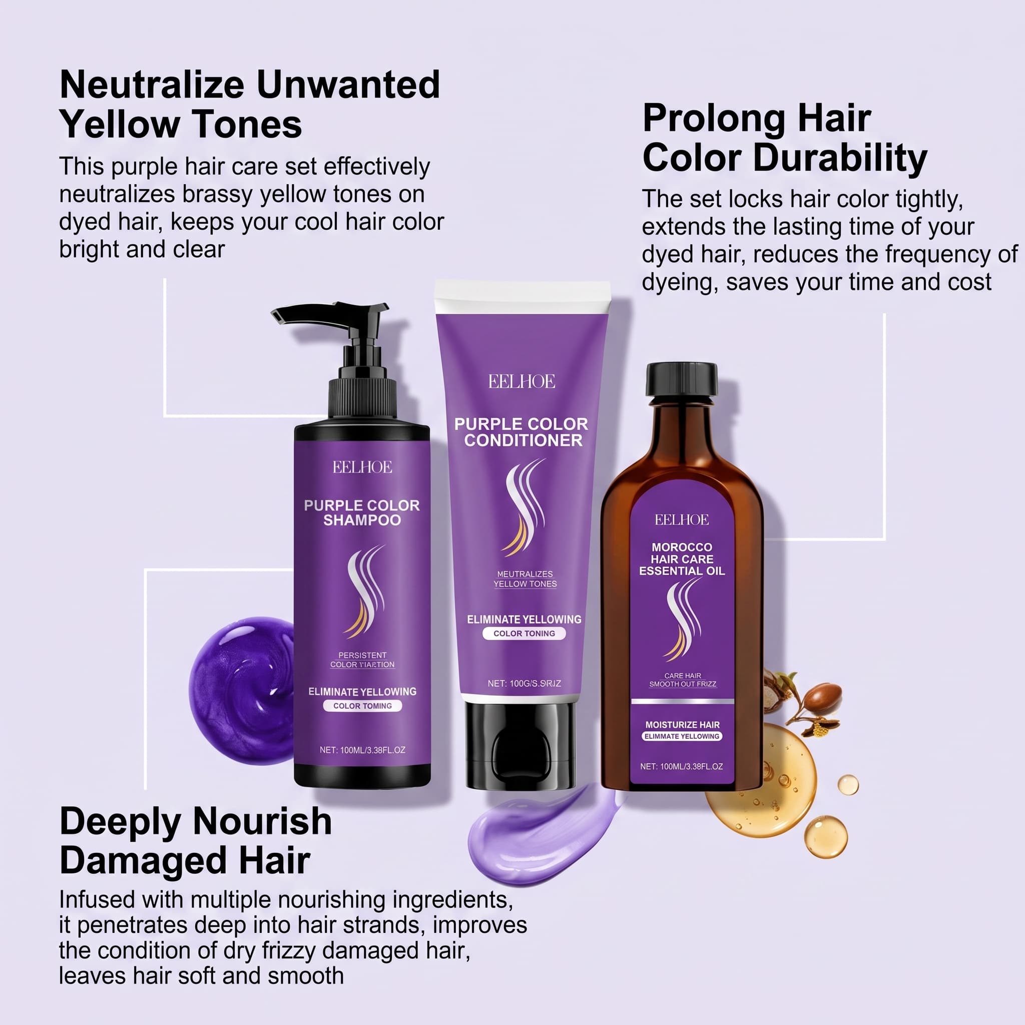 Purple Shampoo Set With Condit - Hair Care Products ulasan dan harga