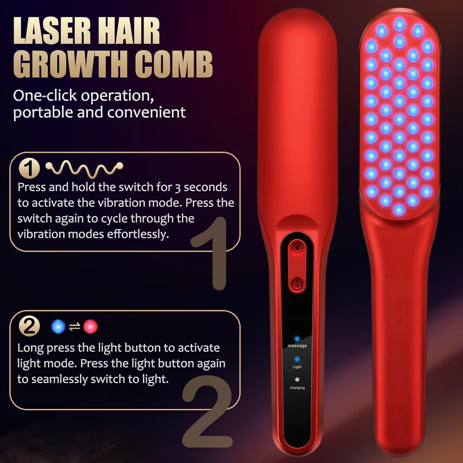Laser Hair Growth Comb, Red Li - Hair Care Products ulasan dan harga