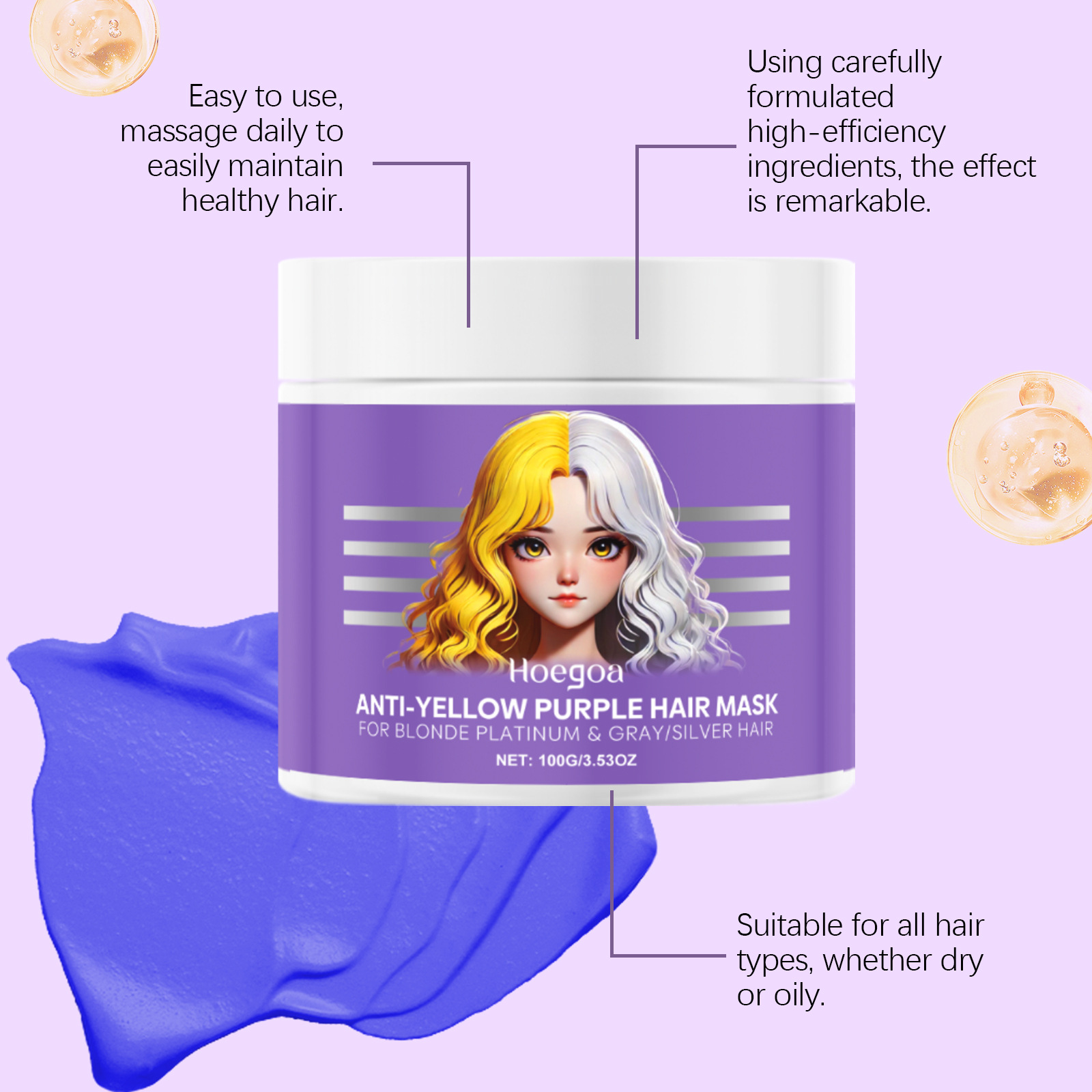 Purple Hair Mask Cover Gray Ha - Deep Conditioner Mask ulasan dan harga