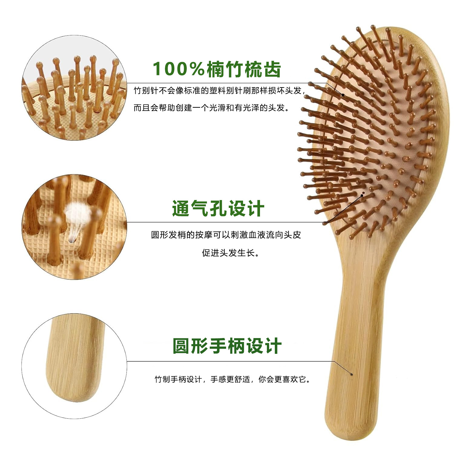 Bamboo Hair Brush Comb Set for - Hair Care For Men ulasan dan harga
